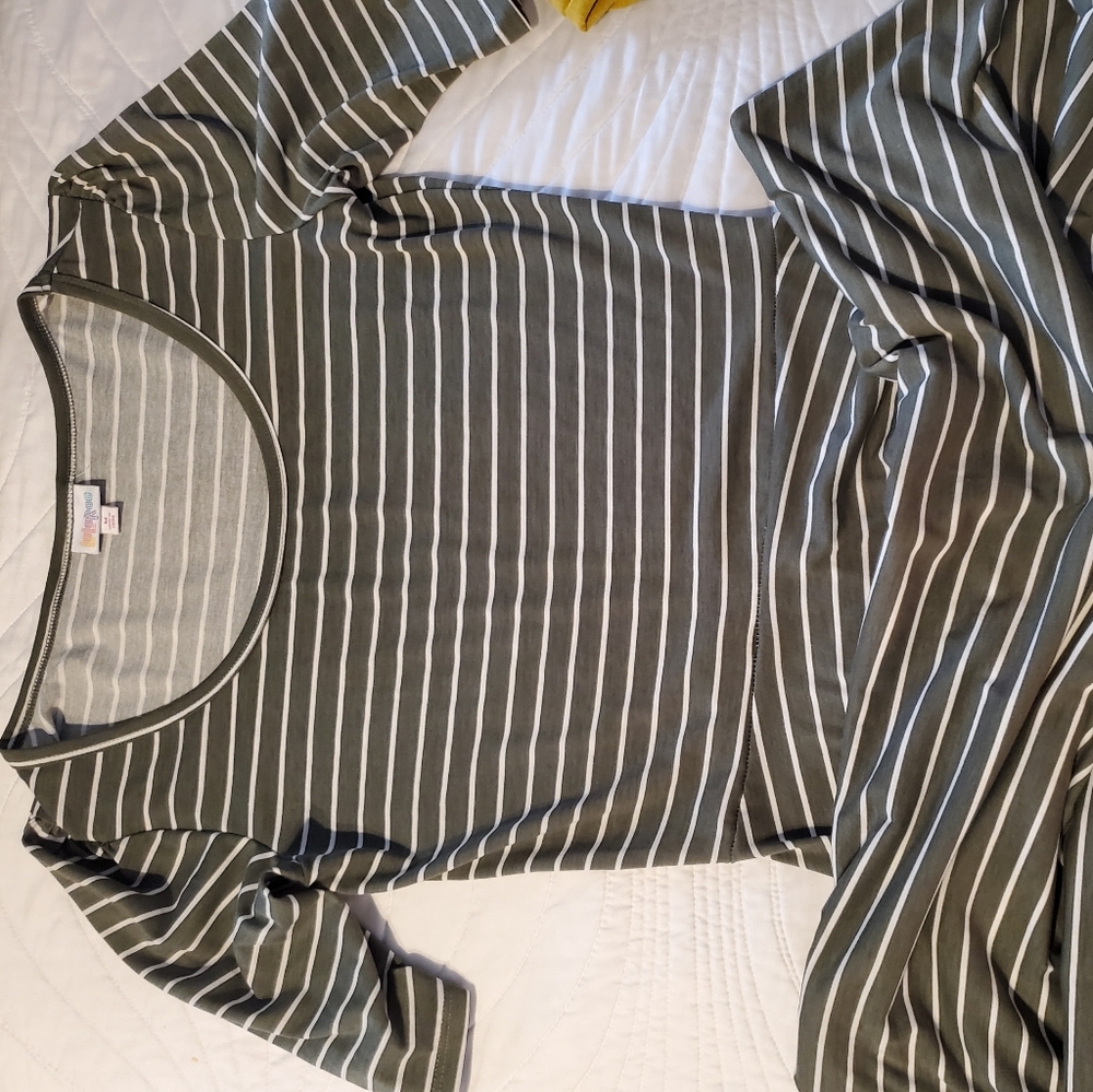 Olive green and white striped Ana